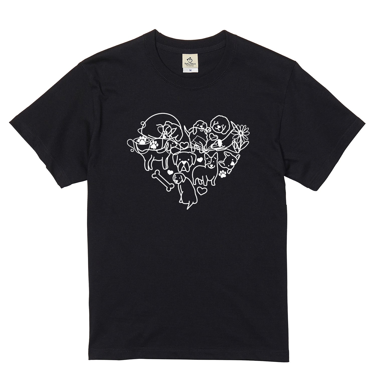 ハート型集合犬イラスト 犬Tシャツ | 犬好き・愛犬家に人気